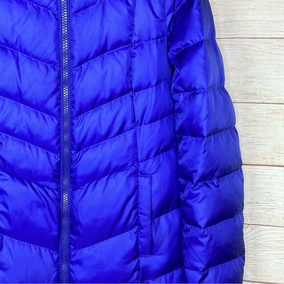 Land’s End Long Quilted Puffer Jacket with Snap on Hood - ROYAL BLUE - Picture 2 of 7